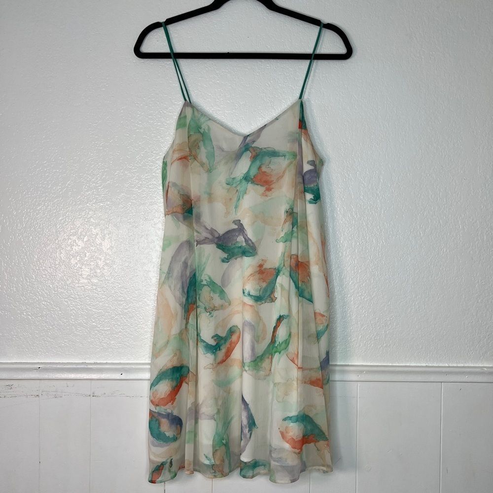 Zara pastel watercolor koi art to wear dress tea party dress L